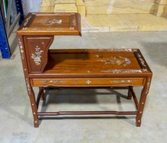 1990s Chinese Side Table in Wood with Mother-of-Pearl Inlays