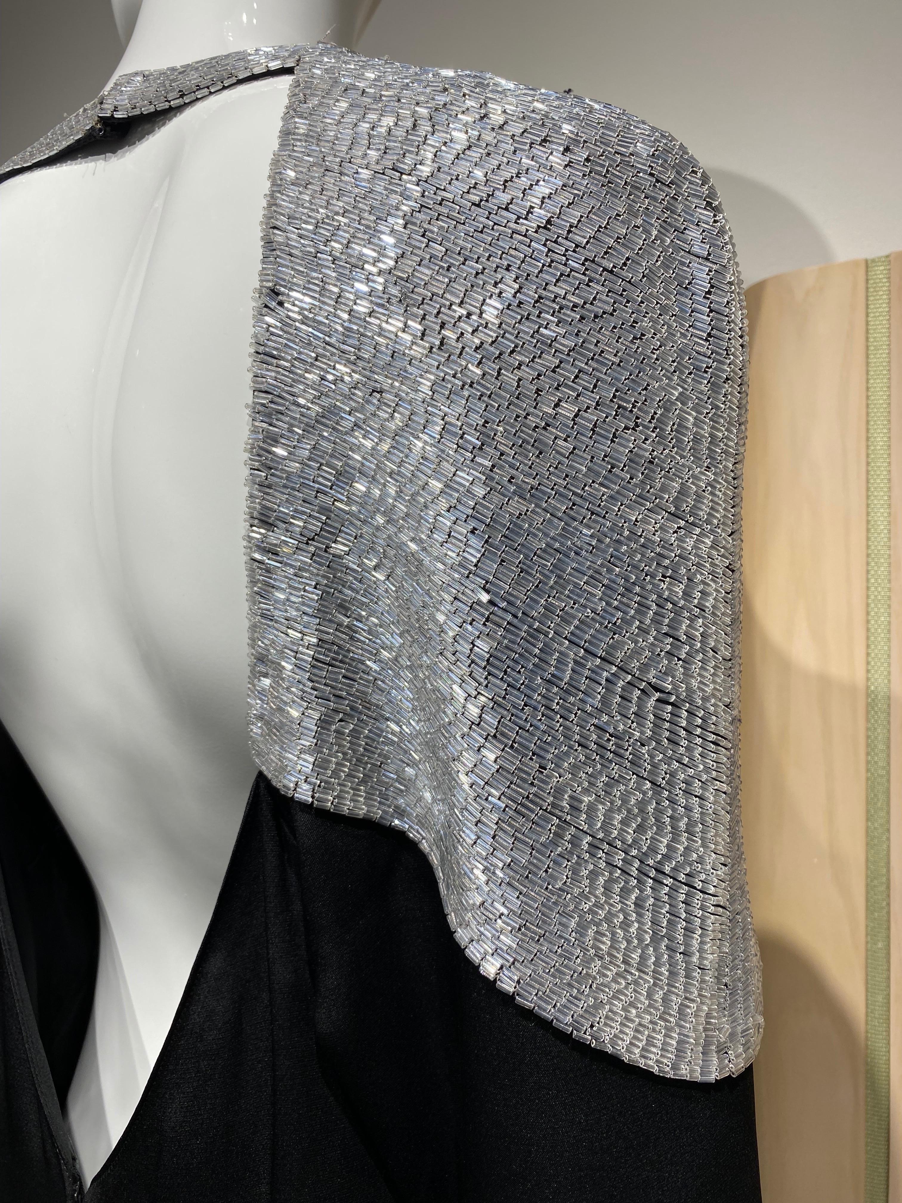 1990s Chloè Black Crepe Beaded Cocktail Dress 2