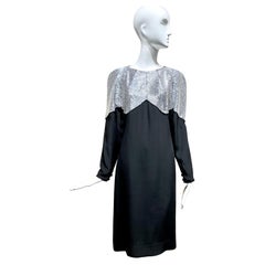 1990s Chloè Black Crepe Beaded Cocktail Dress