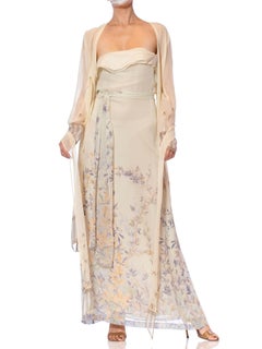 1990S CHLOE Floral Silk Chiffon Dress & Matching Duster Jacket