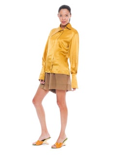 1990S Chloe Yellow-Gold Blouse With Jagged Asymmetrical Collar