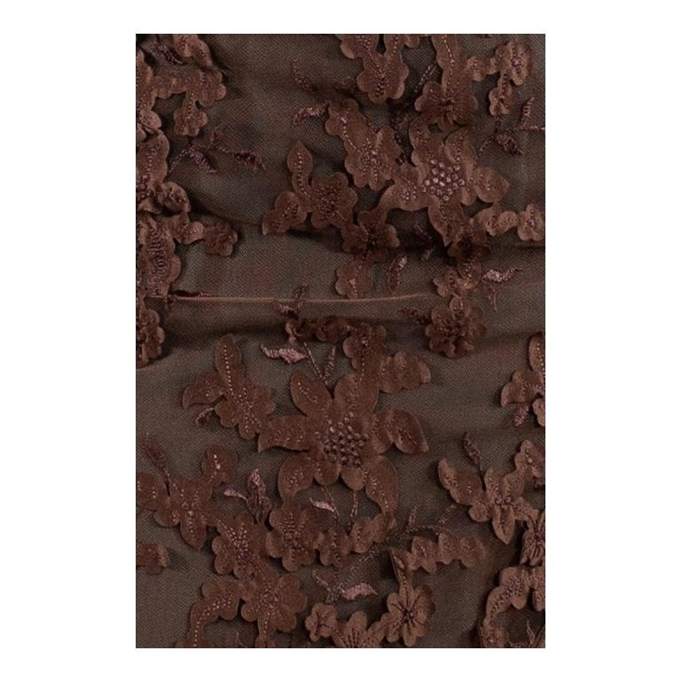 1990S Chocolate Brown Rayon & Silk Burnout Chiffon Gown For Sale 5