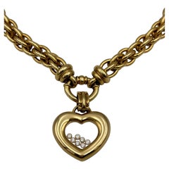 Colgante corazón Happy Diamonds de Chopard de los años 90 y cadena gruesa