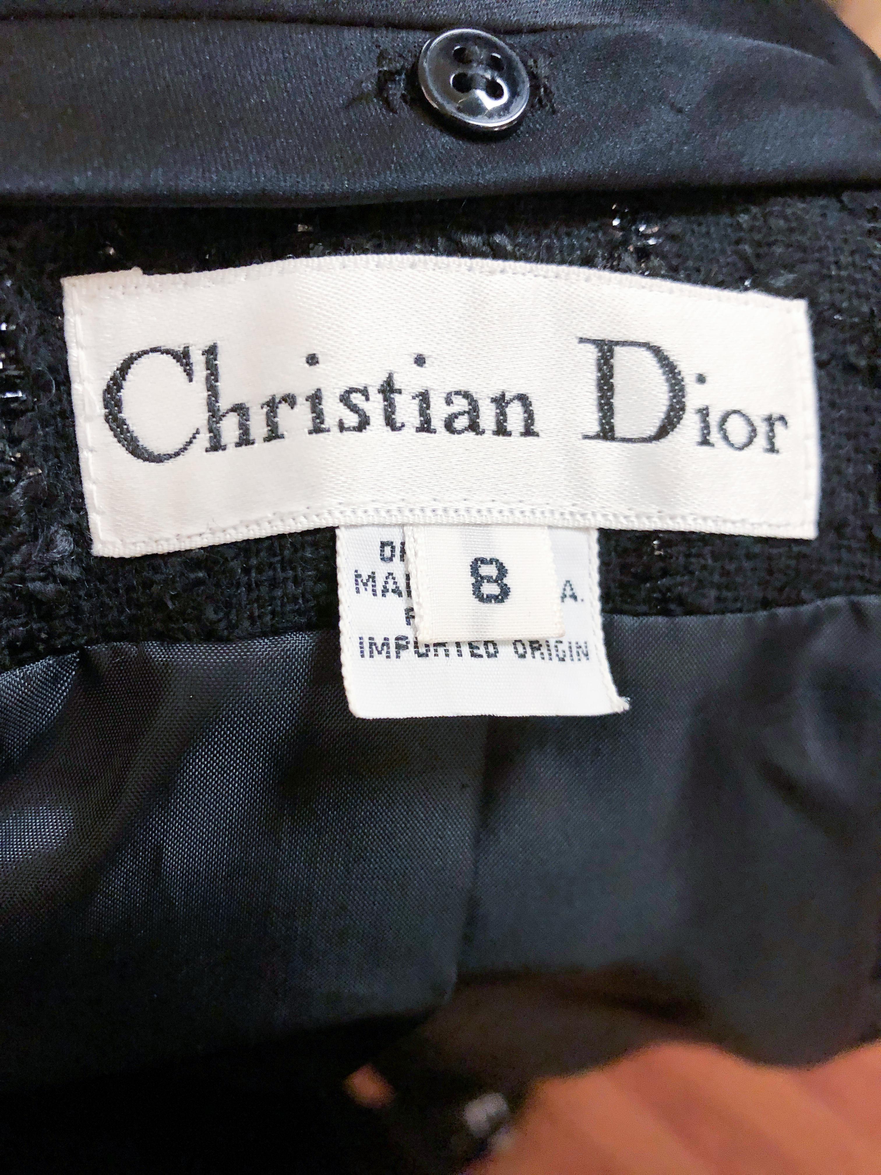 1990s Christian Dior Black and Metallic Tweed Suit 2