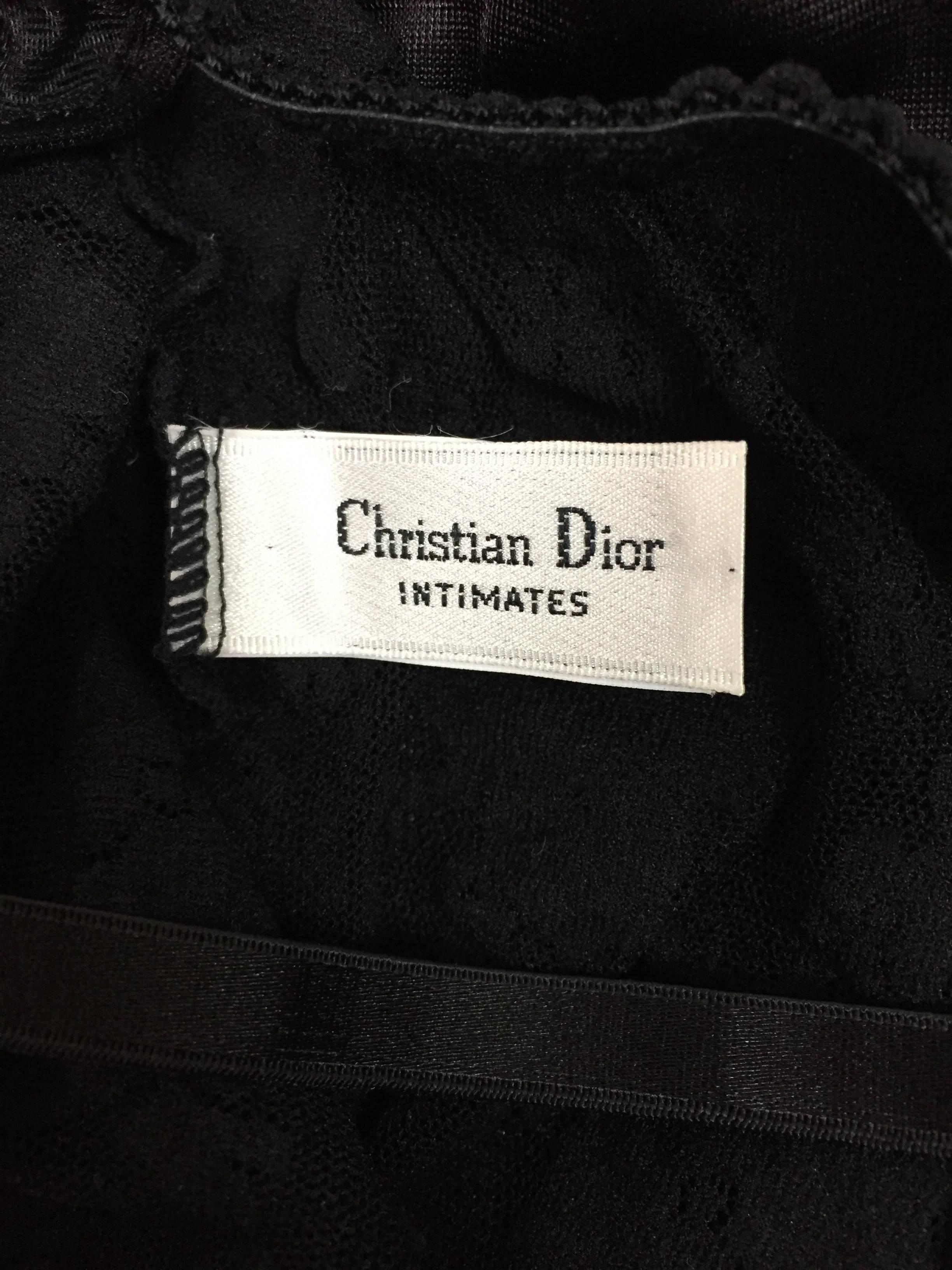 Women's 1990's Christian Dior Black Lace & Mesh Sheer Underwire Slip Dress 34B