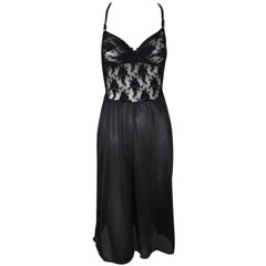 Vintage 1990's Christian Dior Black Lace & Mesh Sheer Underwire Slip Dress 34B
