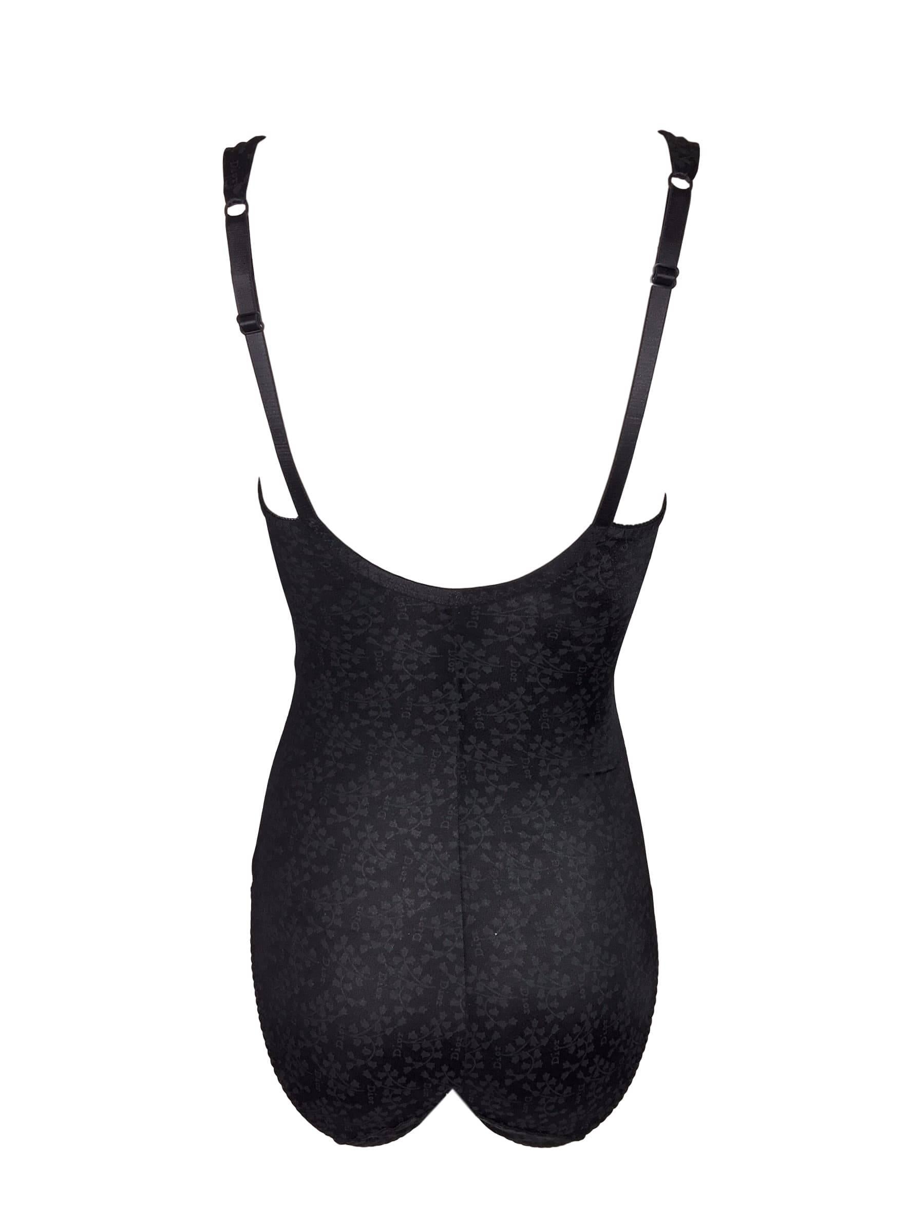 1990's Christian Dior Black Monogram Underwire Shapewear Bodysuit 34C XS/S In New Condition In Yukon, OK