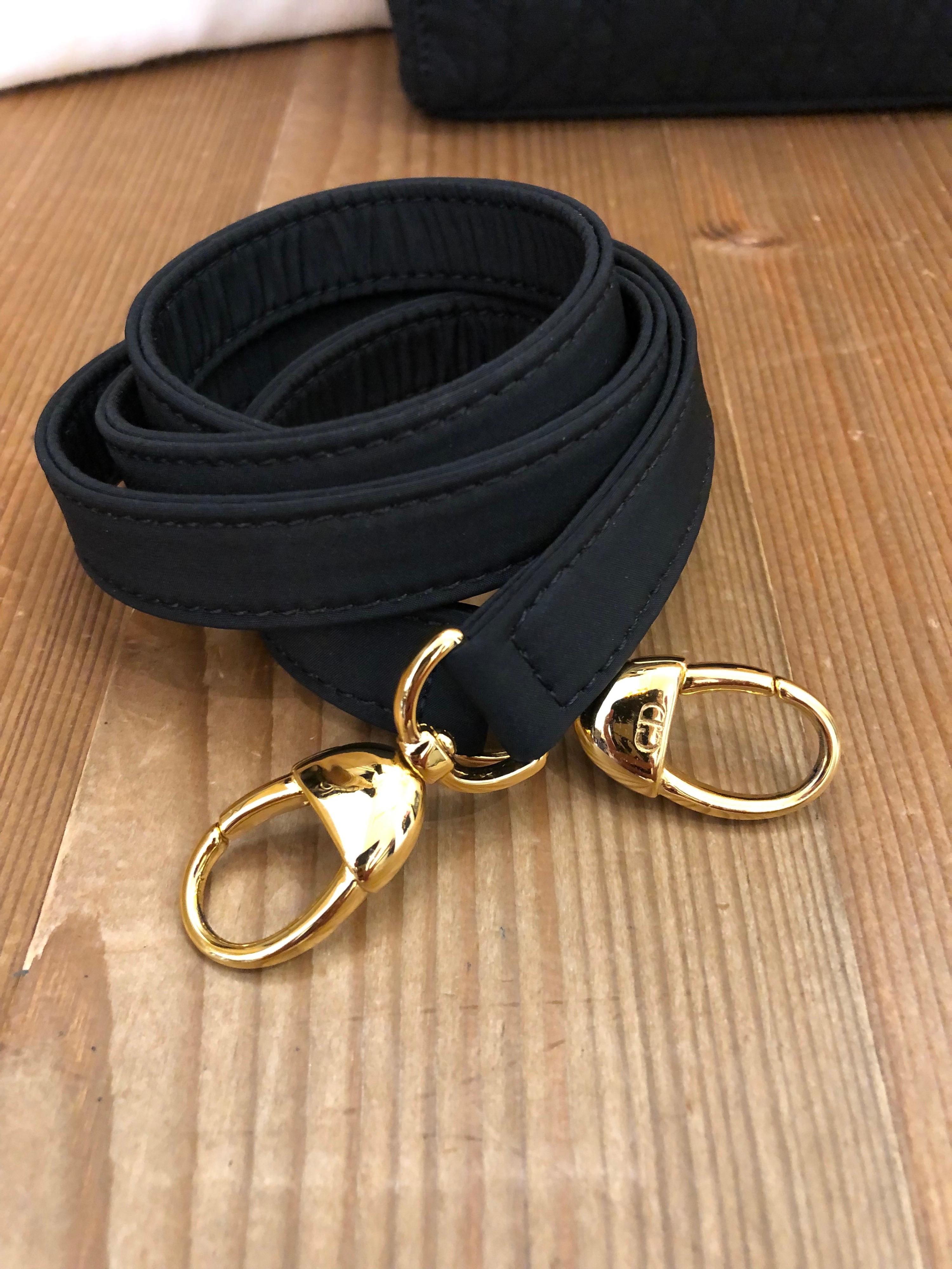 1990s CHRISTIAN DIOR Black Nylon Cannage Mini Lady Dior Handbag 3