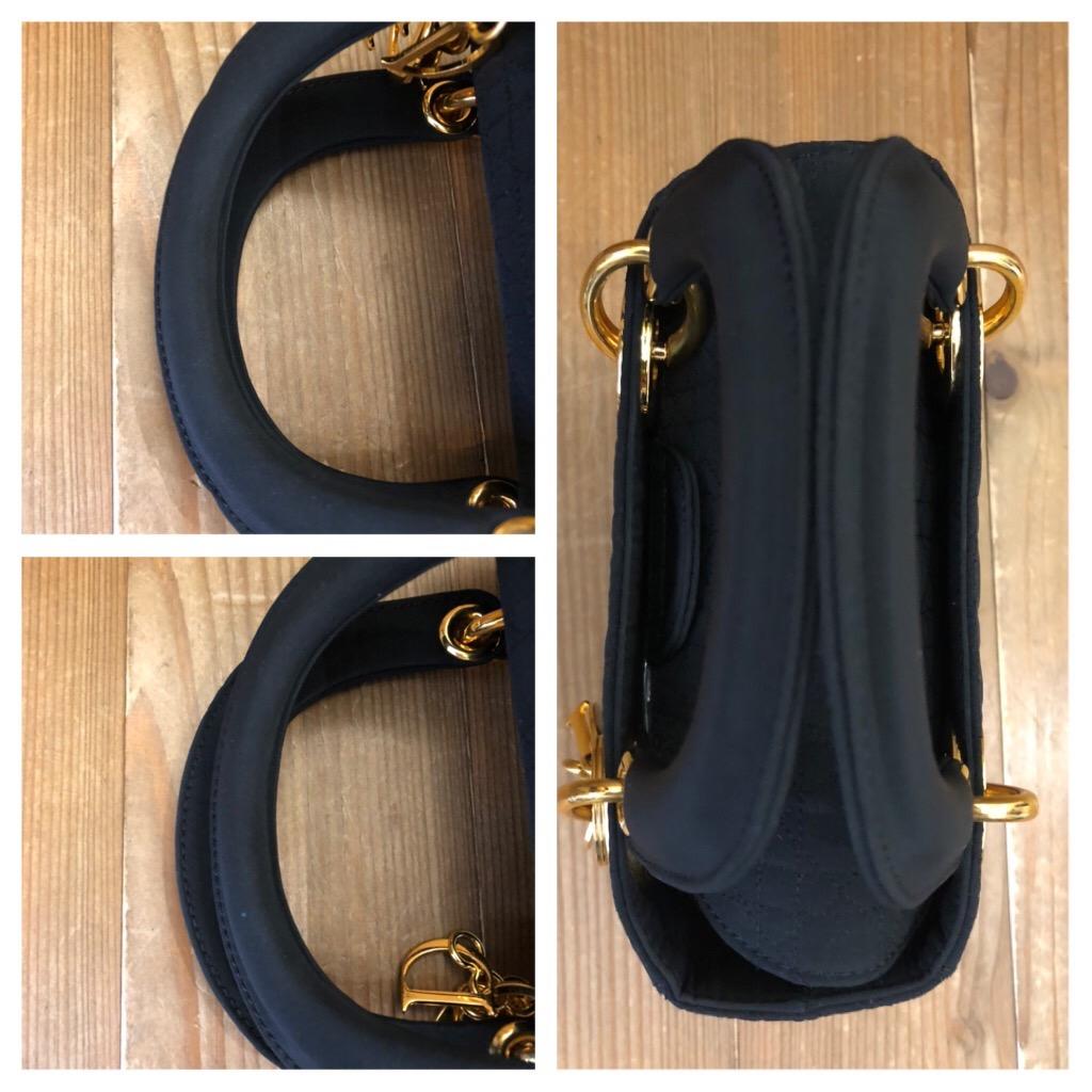 1990s CHRISTIAN DIOR Black Nylon Cannage Mini Lady Dior Handbag In Good Condition In Bangkok, TH