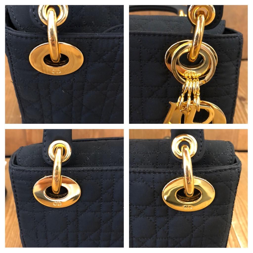 Women's or Men's 1990s CHRISTIAN DIOR Black Nylon Cannage Mini Lady Dior Handbag