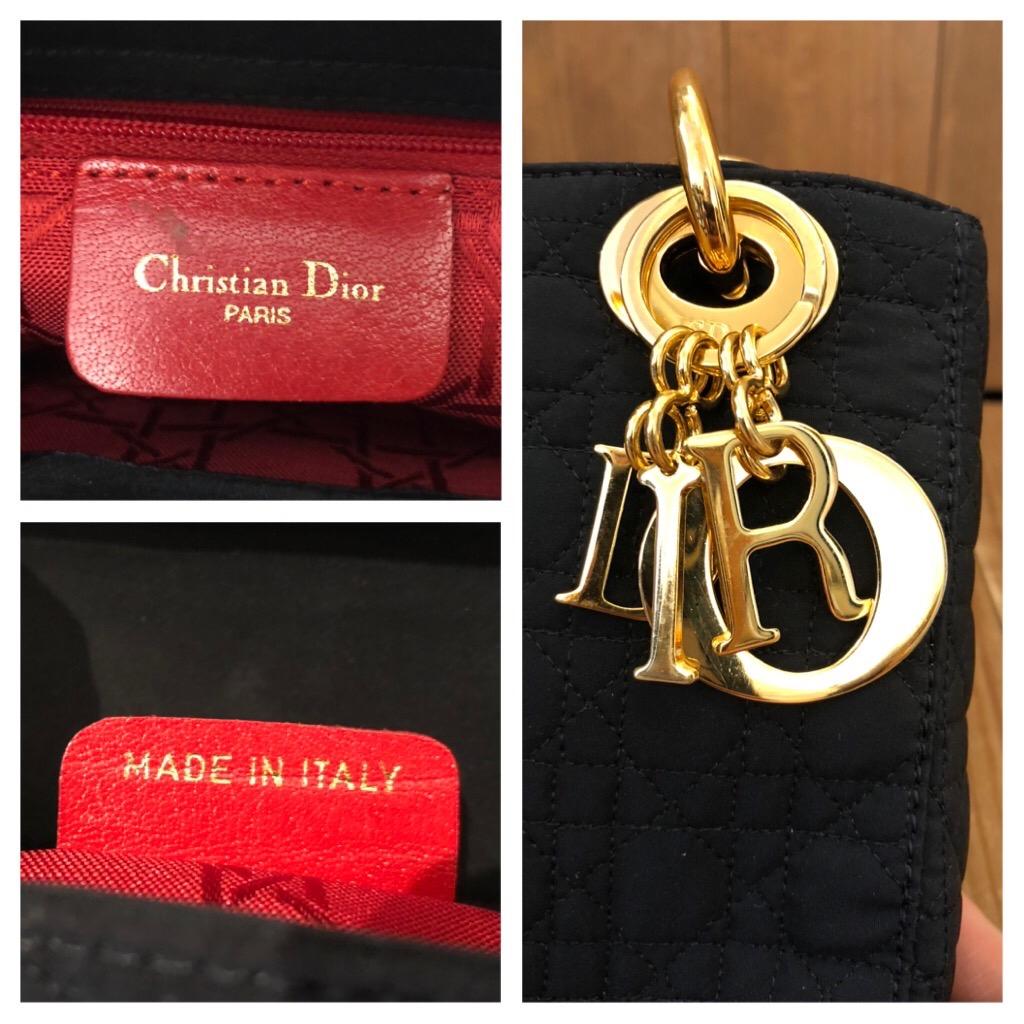 1990s CHRISTIAN DIOR Black Nylon Cannage Mini Lady Dior Handbag 1