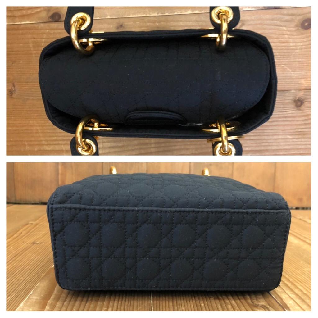 1990s CHRISTIAN DIOR Black Nylon Cannage Mini Lady Dior Handbag 2