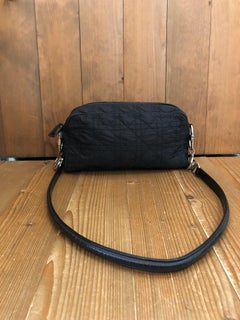 1990s Christian Dior Black Nylon Cannage Shoulder Bag