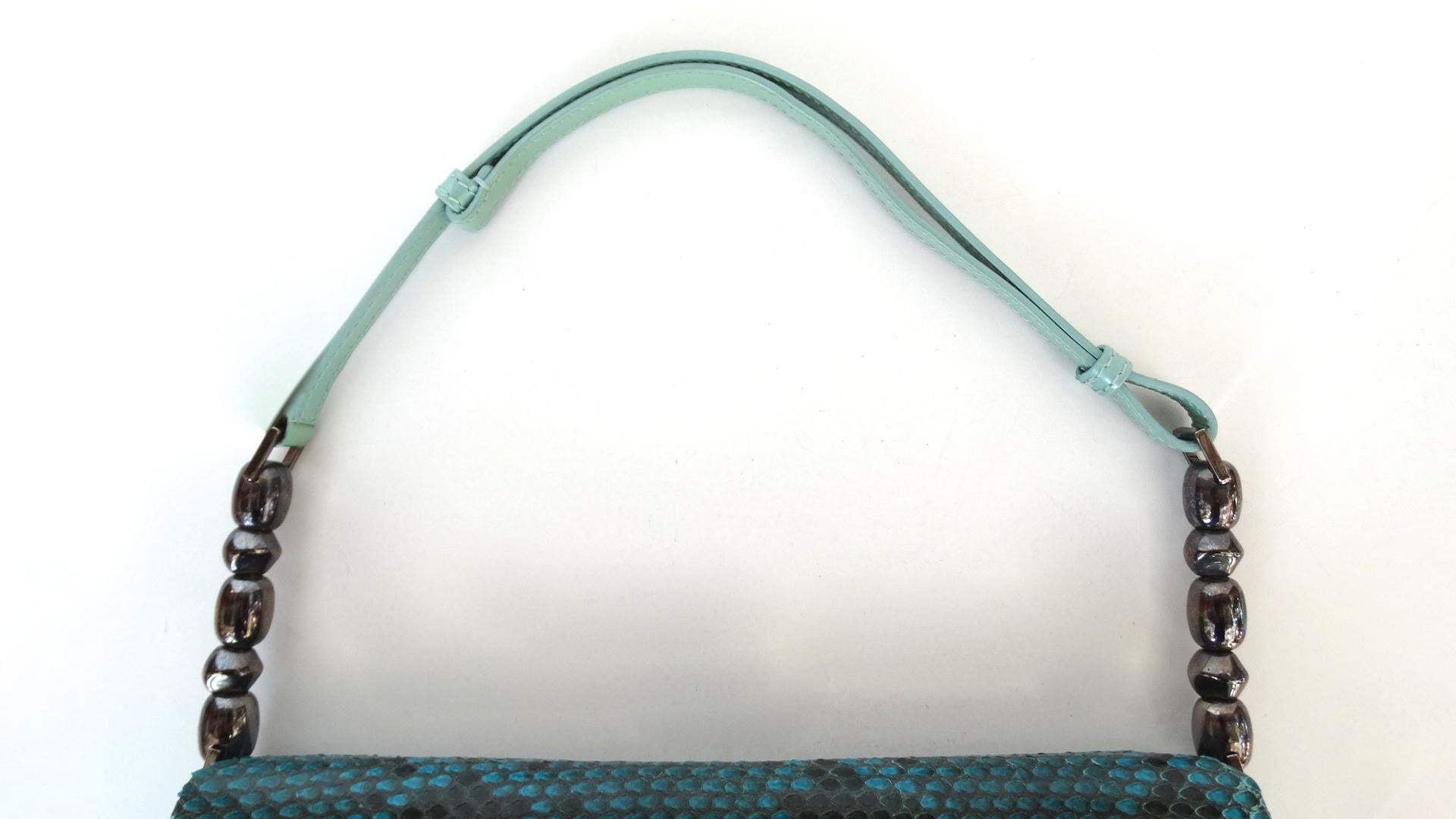 1990s Christian Dior Blue Snakeskin Malice Bag 3