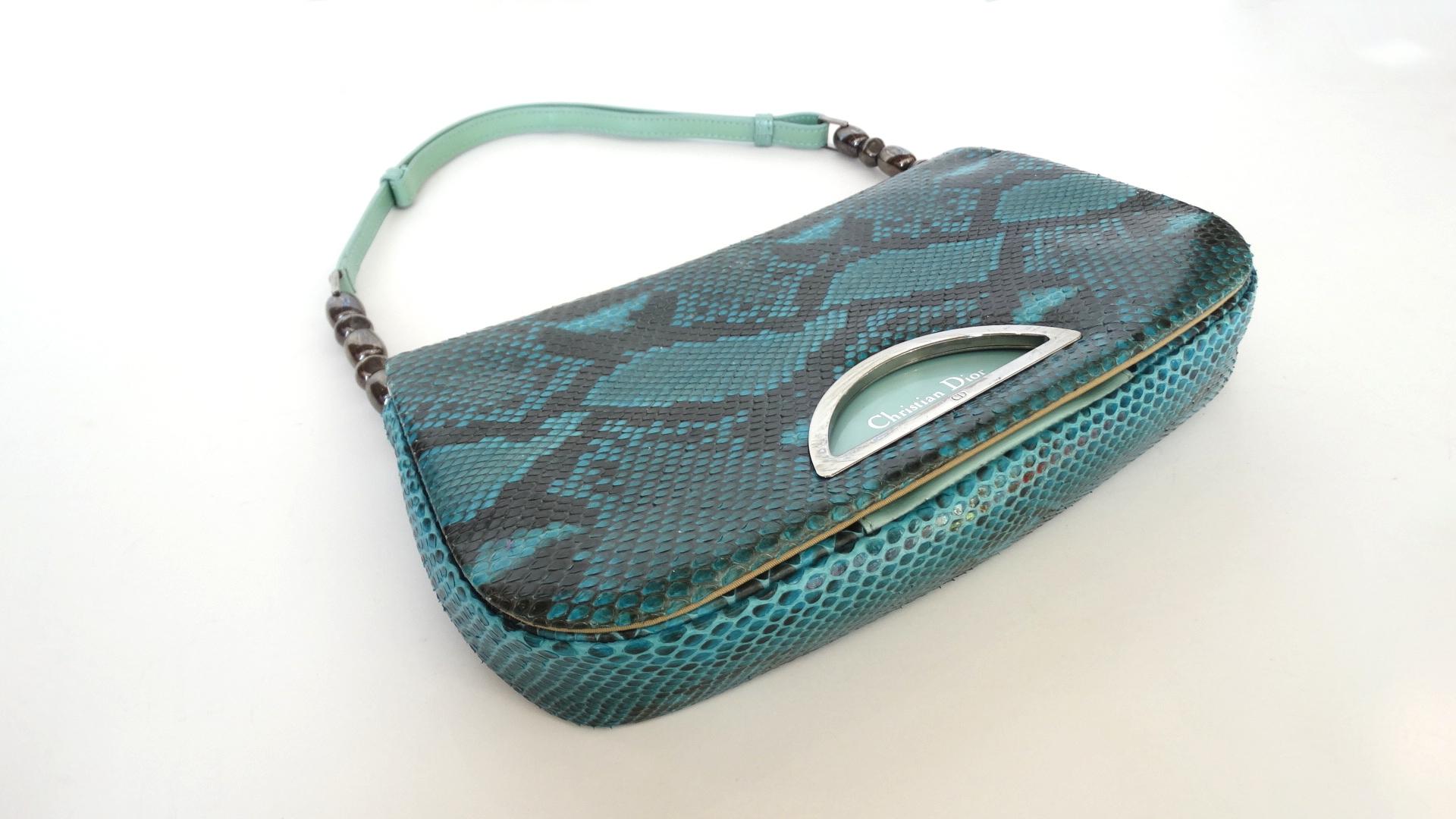 1990s Christian Dior Blue Snakeskin Malice Bag 5