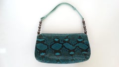 1990s Christian Dior Blue Snakeskin Malice Bag