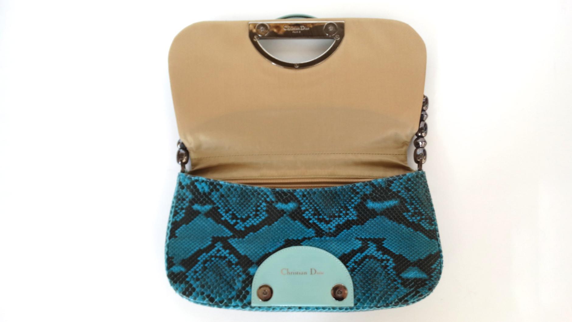 Women's or Men's 1990s Christian Dior Blue Snakeskin Malice Bag