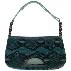 1990s Christian Dior Blue Snakeskin Malice Bag