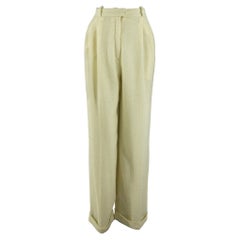 1990s Christian Dior Boutique Cream Boucle Wool Trousers