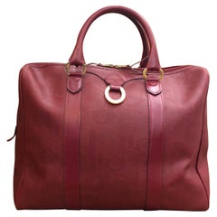 Vintage 1990s CHRISTIAN DIOR Burgundy Coated Canvas Boston Bag 40 Weekender