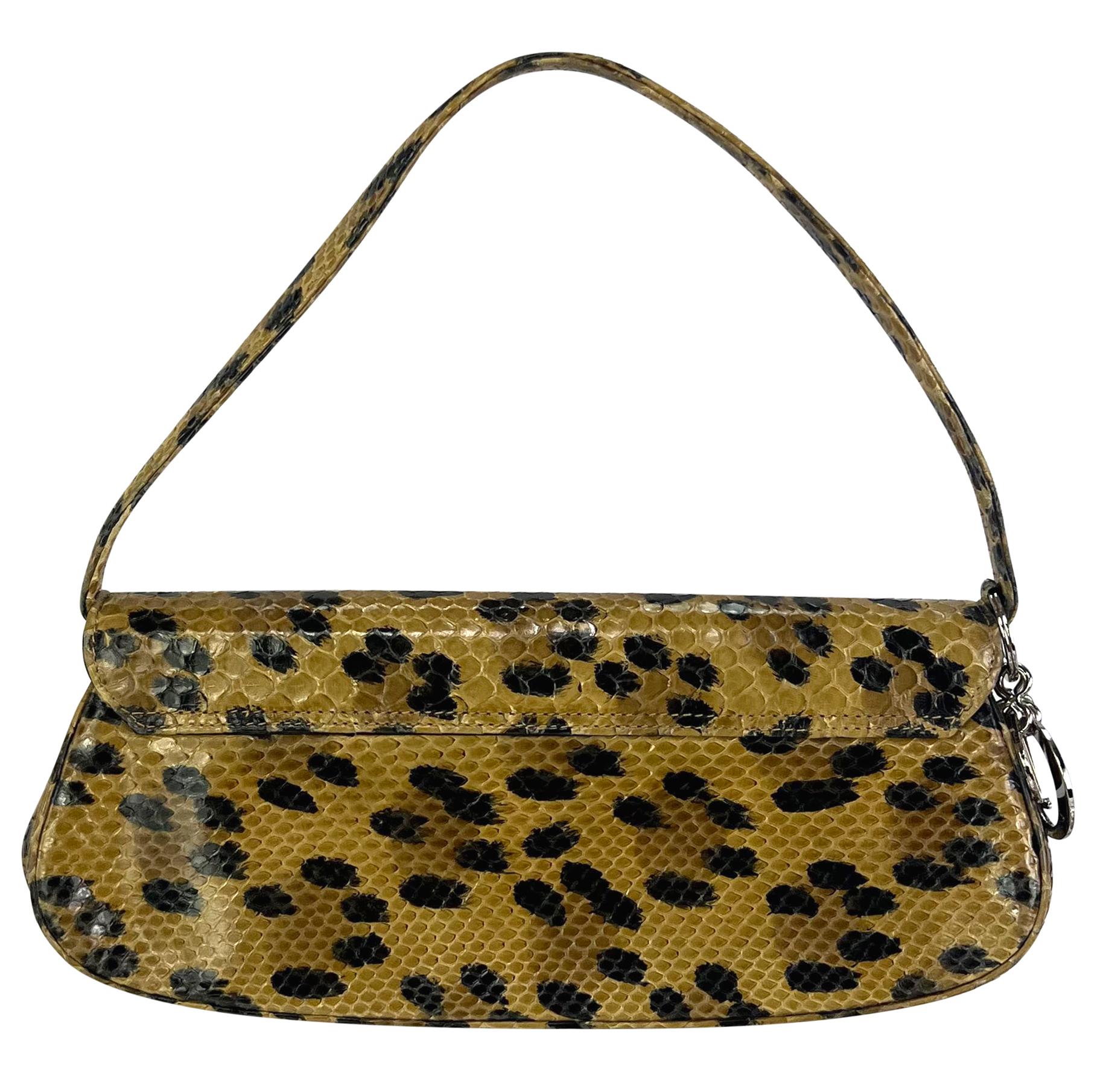 Christian Dior par Gianfranco Ferre - Sac à bandoulière en python véritable léopard, années 1990 Pour femmes en vente