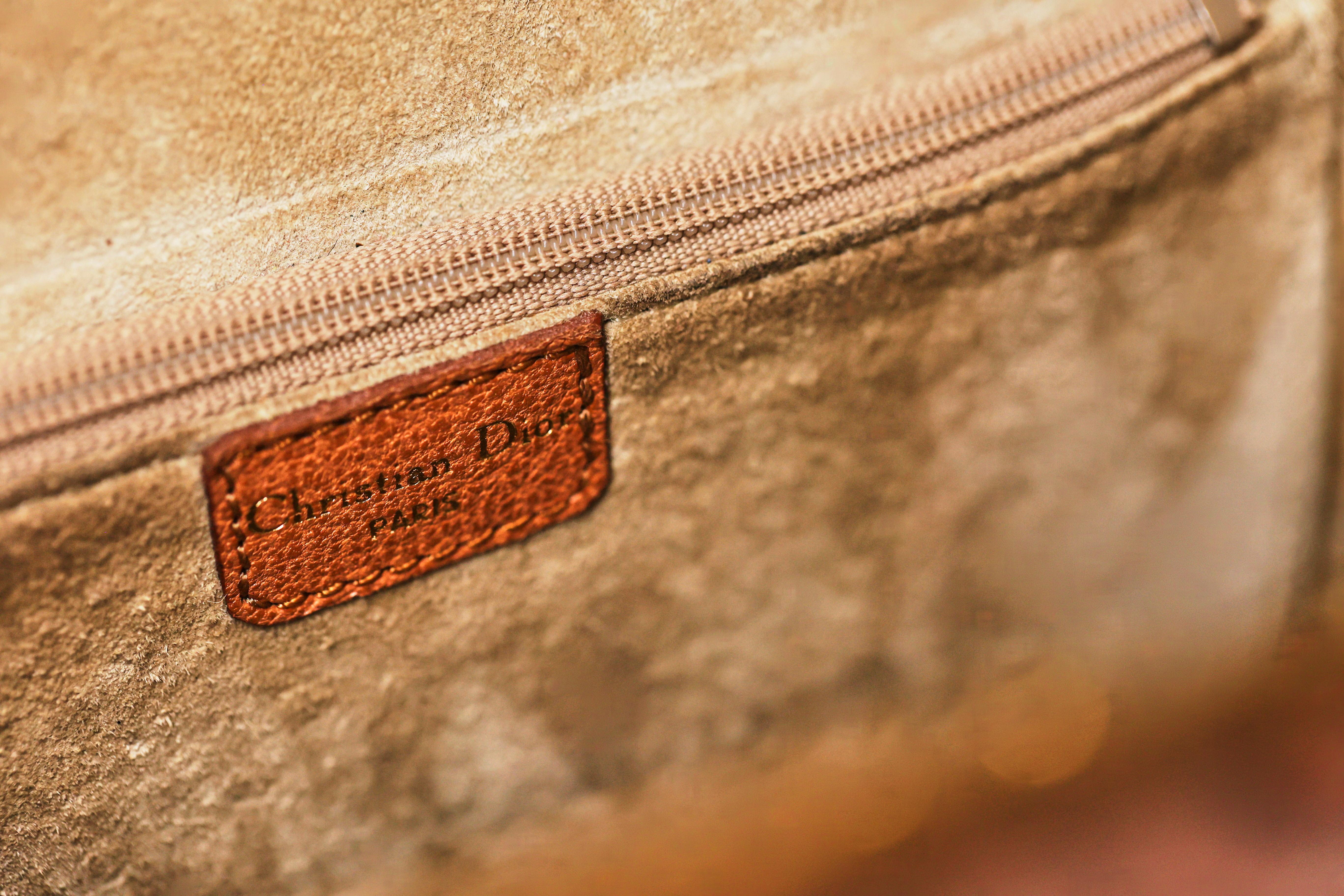 1990s Christian Dior camel leather handbag For Sale 5