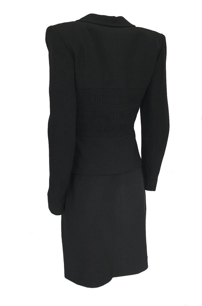 1990s Christian Dior Chic Black Jacket and Skirt Suit w Waist Detailing ...