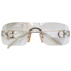 1990s Christian Dior Clear Lens Shield Sunglasses