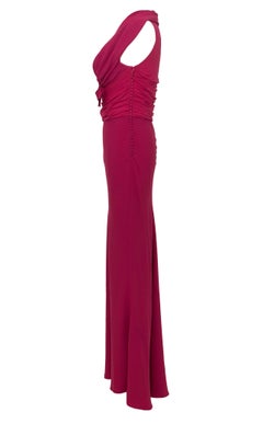 1990s Christian Dior Deep Fuchsia Pink Crepe Gown