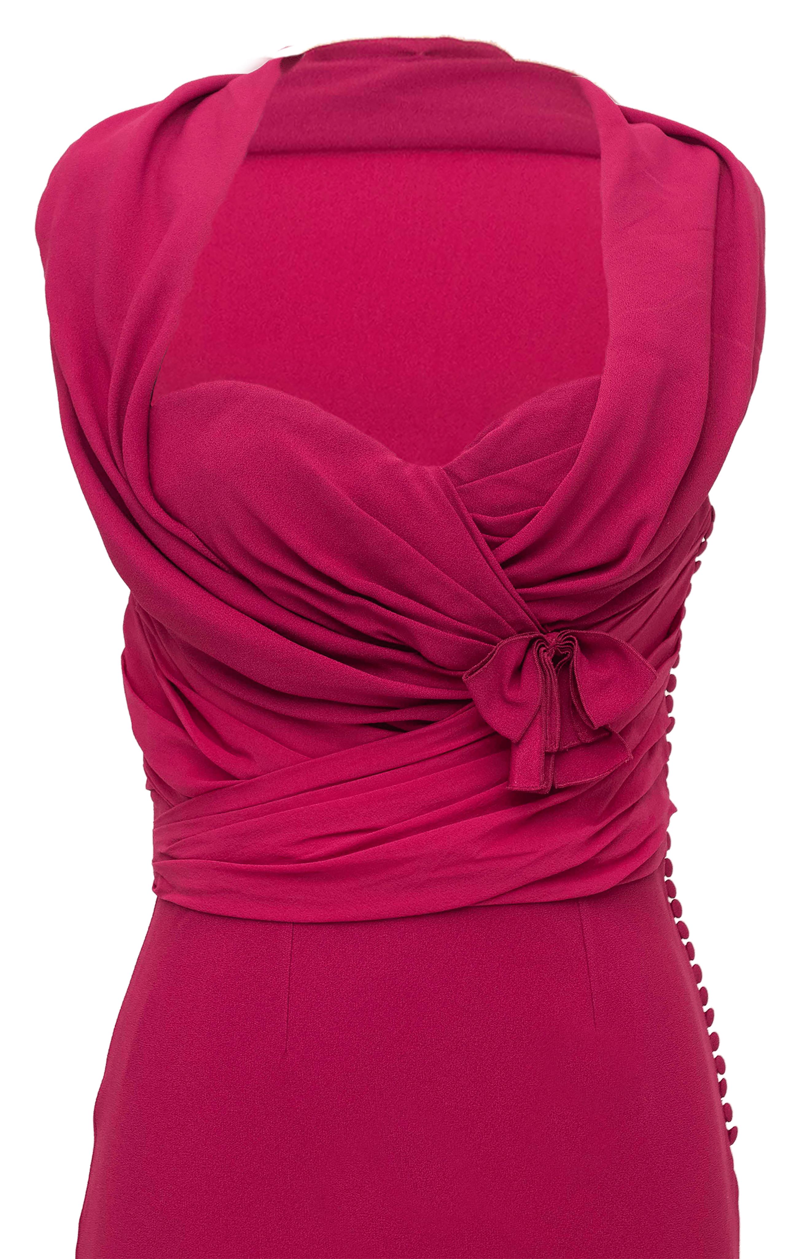 Women's 1990s Christian Dior Deep Fuchsia Pink Crepe Gown