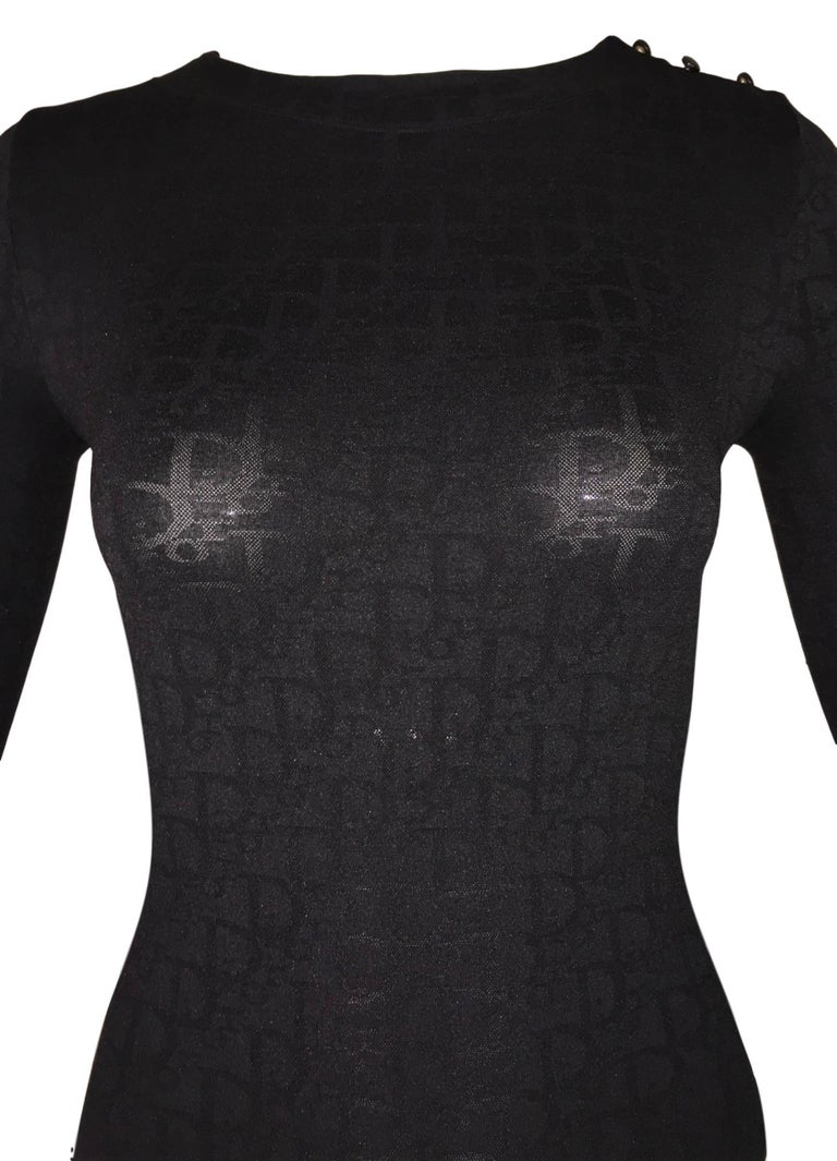 1990's Christian Dior Delphino Sheer Black Monogram Logo ...