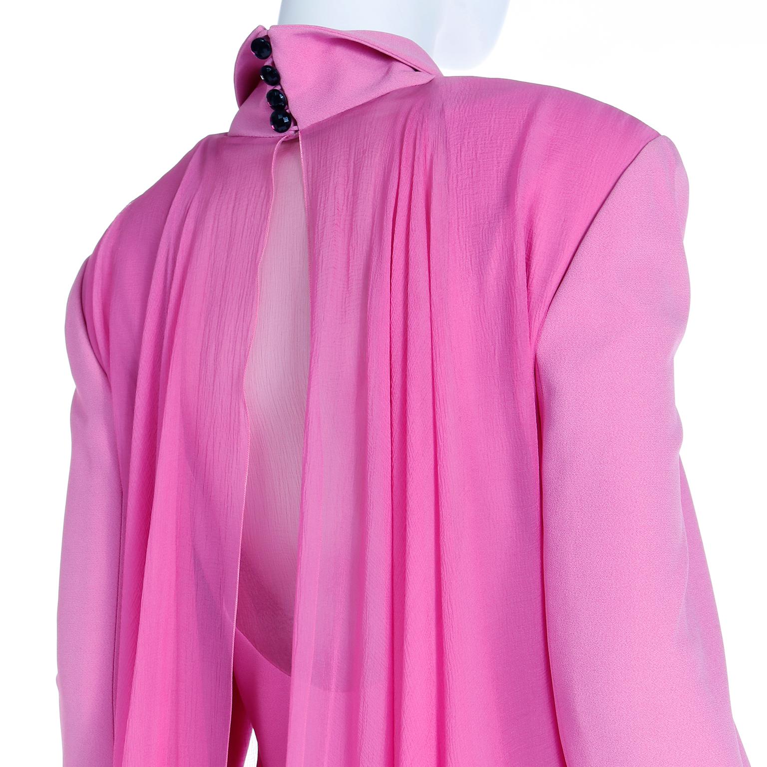 1990s Christian Dior Gianfranco Ferre Pink Jacket w Chiffon Drape & 2 Skirts For Sale 9