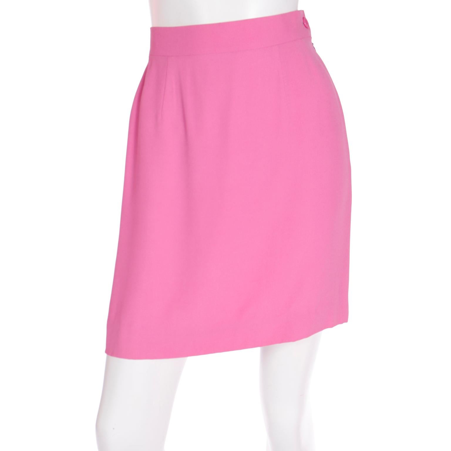 1990s Christian Dior Gianfranco Ferre Pink Jacket w Chiffon Drape & 2 Skirts For Sale 11