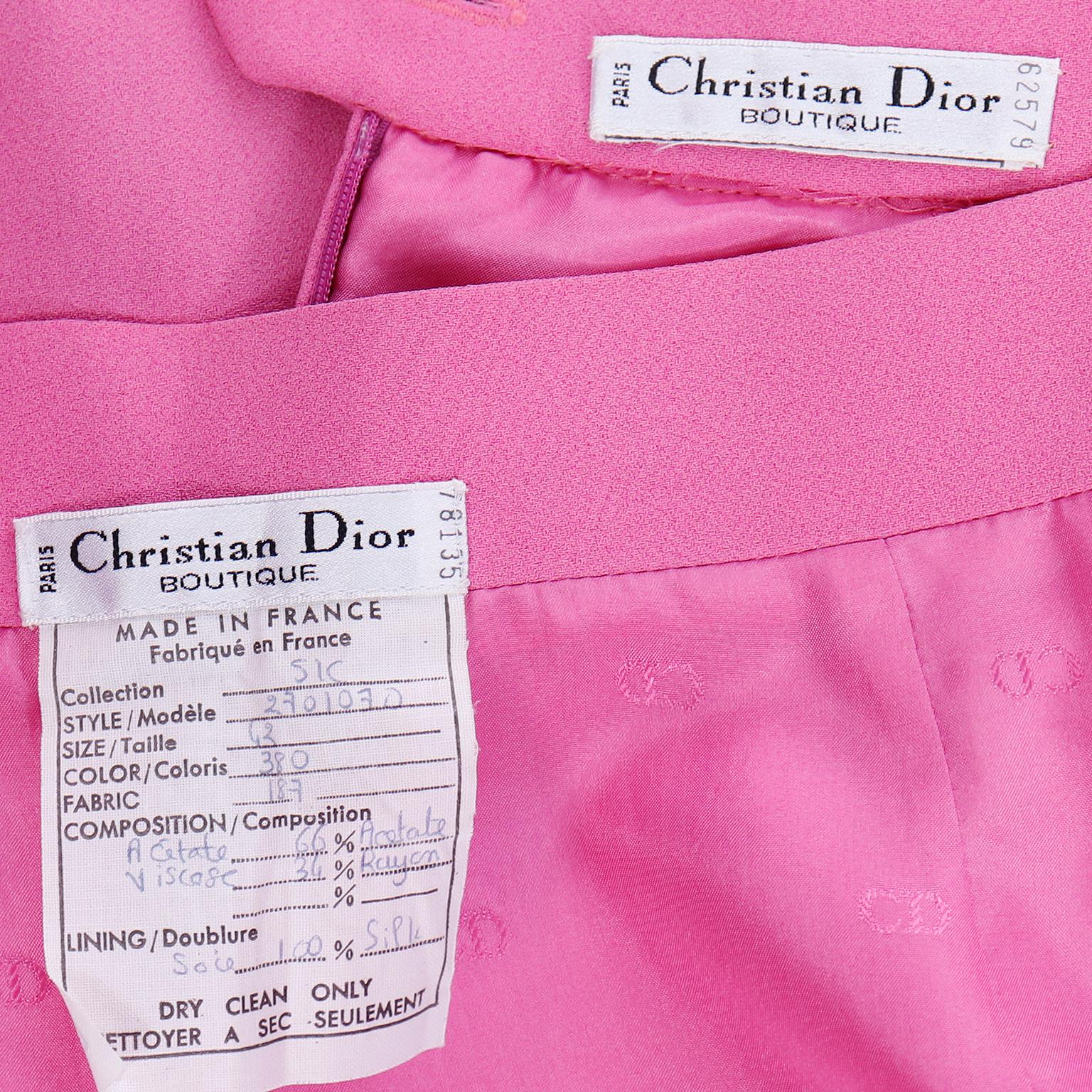 1990s Christian Dior Gianfranco Ferre Pink Jacket w Chiffon Drape & 2 Skirts For Sale 15