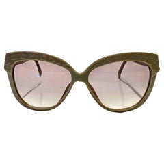 Retro 1990s Christian Dior Green Cannage Cat-Eye Sunglasses