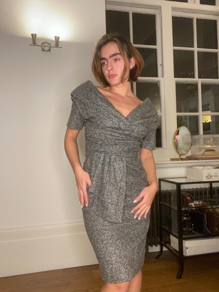 2007 Christian Dior Grey Tweed Dress For Sale at 1stDibs | dior tweed dress,  christian dior dresses for sale, dior mother of the bride dresses