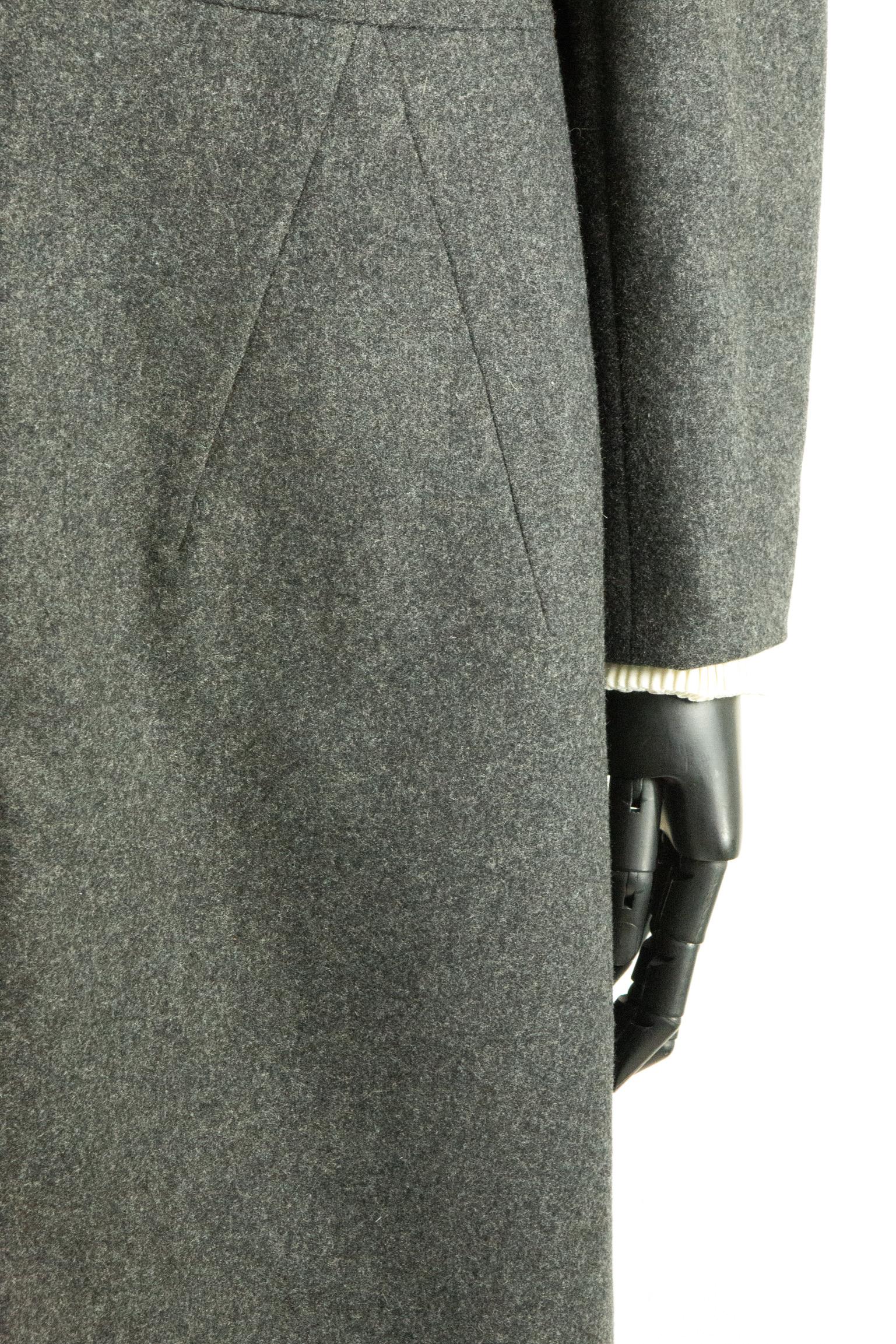 1990’s Christian Dior Haute Couture Charcoal Grey Woollen Coat For Sale 1