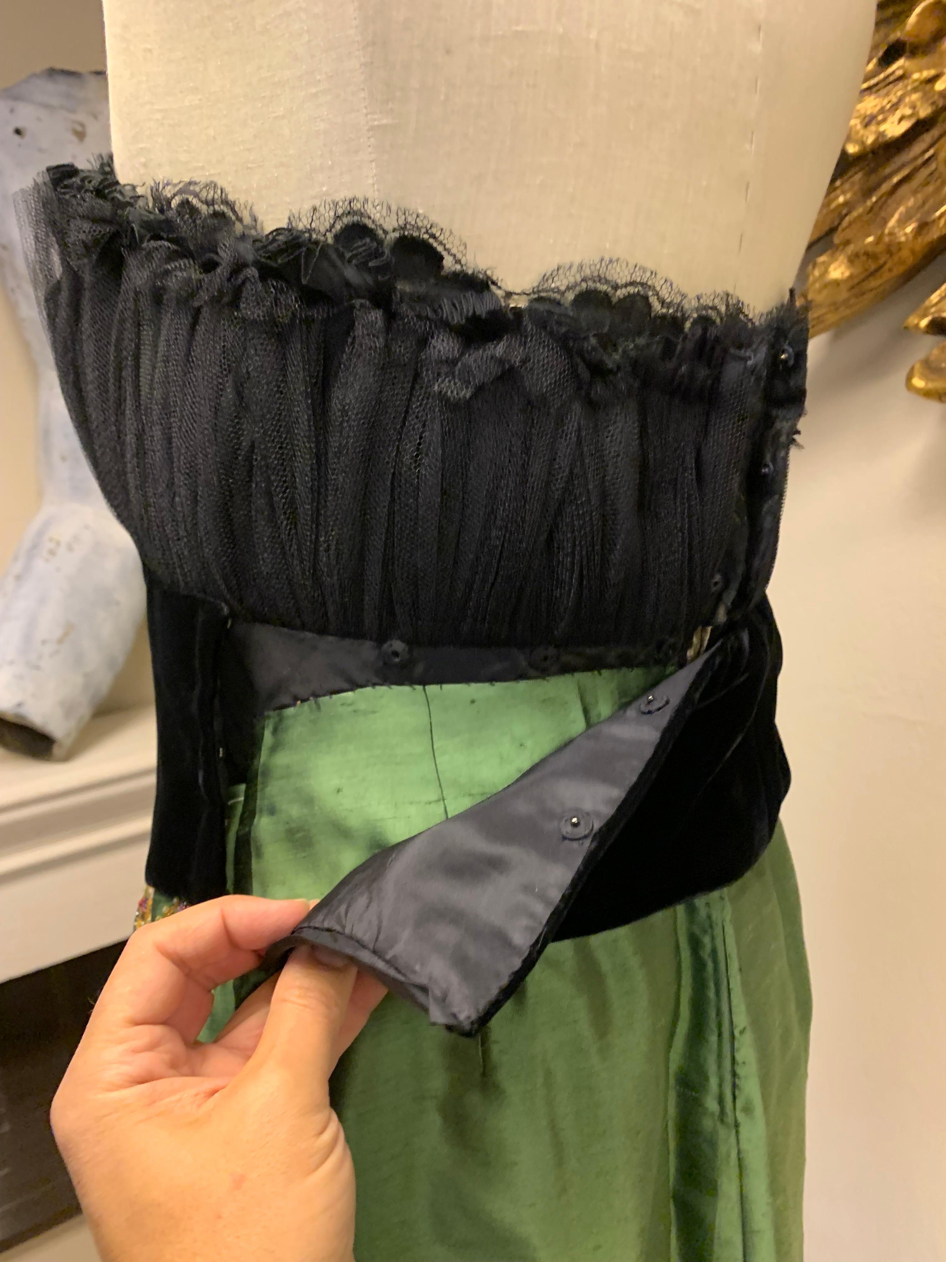 1990s Christian Dior Haute Couture Cocktail Dress W/Velvet Corset Detailing For Sale 6