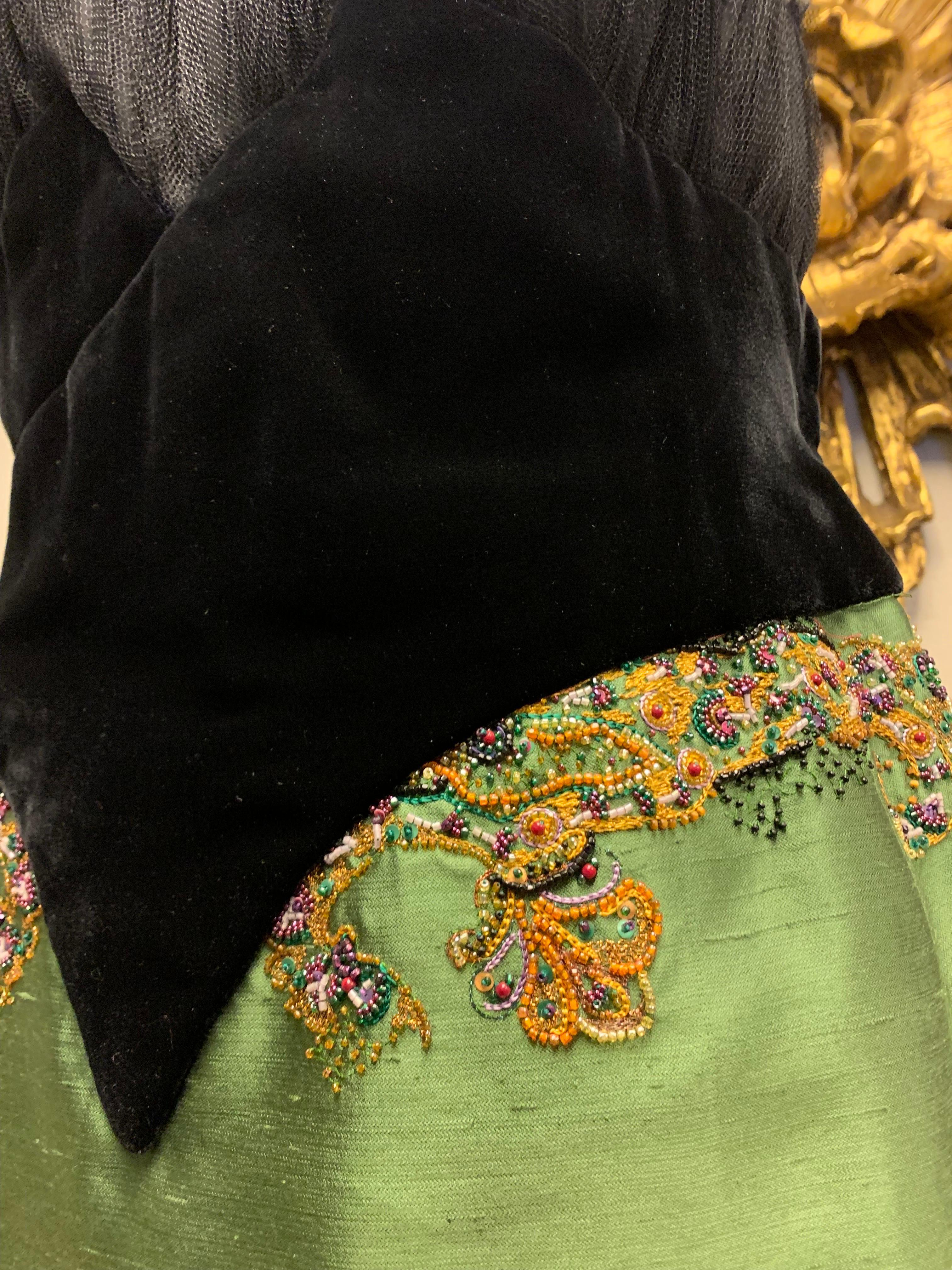 1990s Christian Dior Haute Couture Cocktail Dress W/Velvet Corset Detailing In Excellent Condition For Sale In Gresham, OR