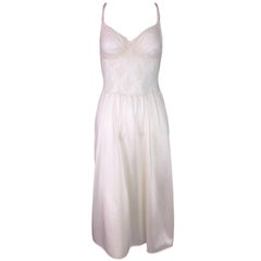 Vintage 1990's Christian Dior Ivory Lace & Mesh Sheer Underwire Slip Dress 34B