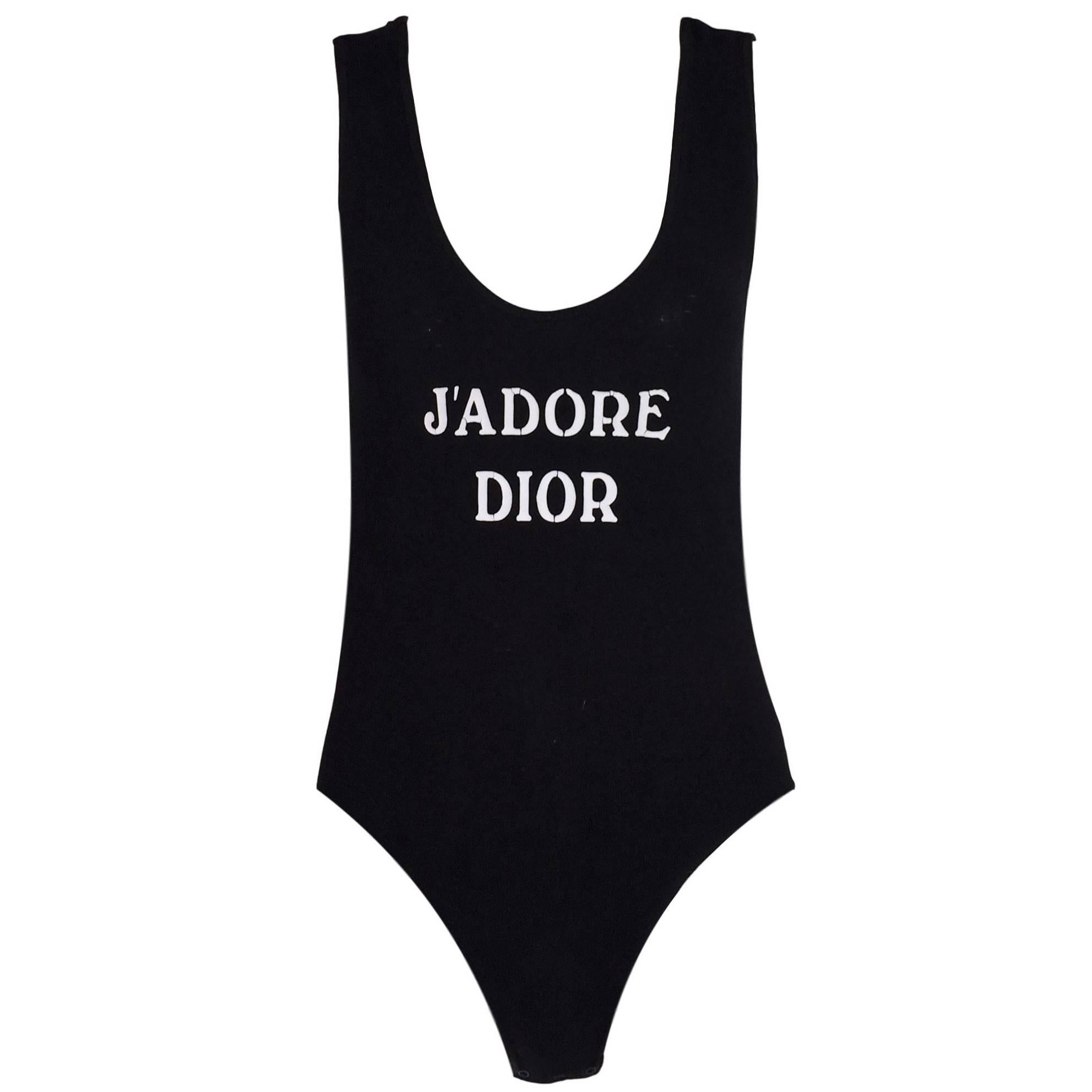 1990's Christian Dior Jadore Black Bodysuit Top