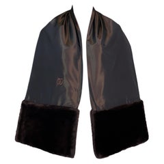 Vintage 1990's Christian Dior John Galliano Metallic Brown Silk Satin Faux Fur Wrap Shaw