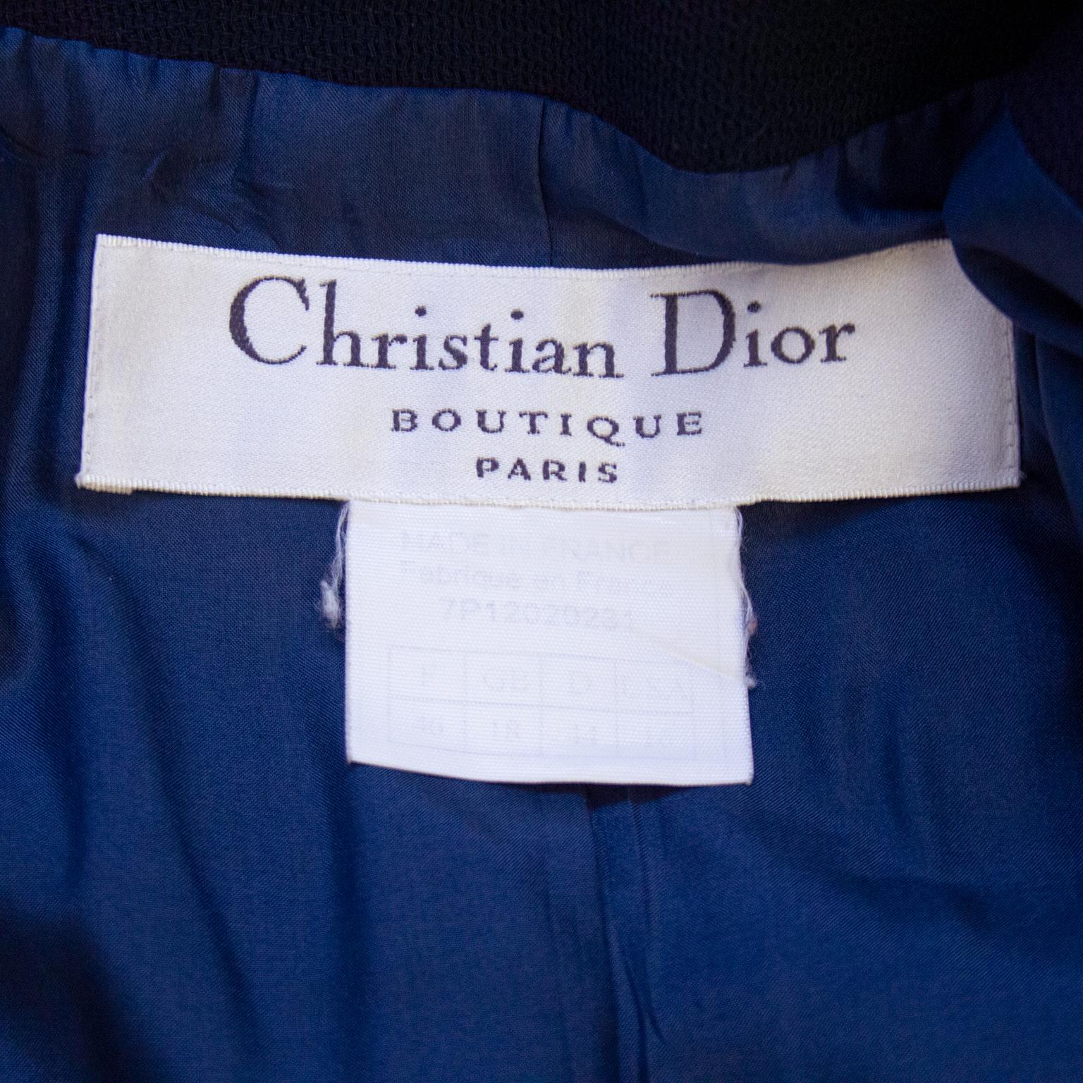 Women's 1990s Christian Dior Navy Blue Blazer with Crest