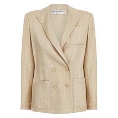 1990s Christian Dior Oatmeal Linen Double Breasted Jacket