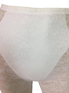 1990's Christian Dior Pin-Up Sheer Ivory Monogram Mesh & Lace High Waist Shorts