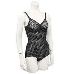 1990’s Christian Dior Sheer Black Logo Monogram Bodysuit