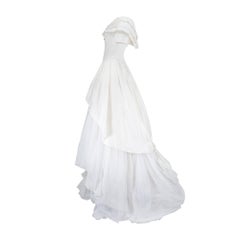 1990s Christian Dior Silk and Tulle Wedding Dress and Veil
