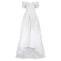 1990s Christian Dior Silk and Tulle Wedding Dress and Veil