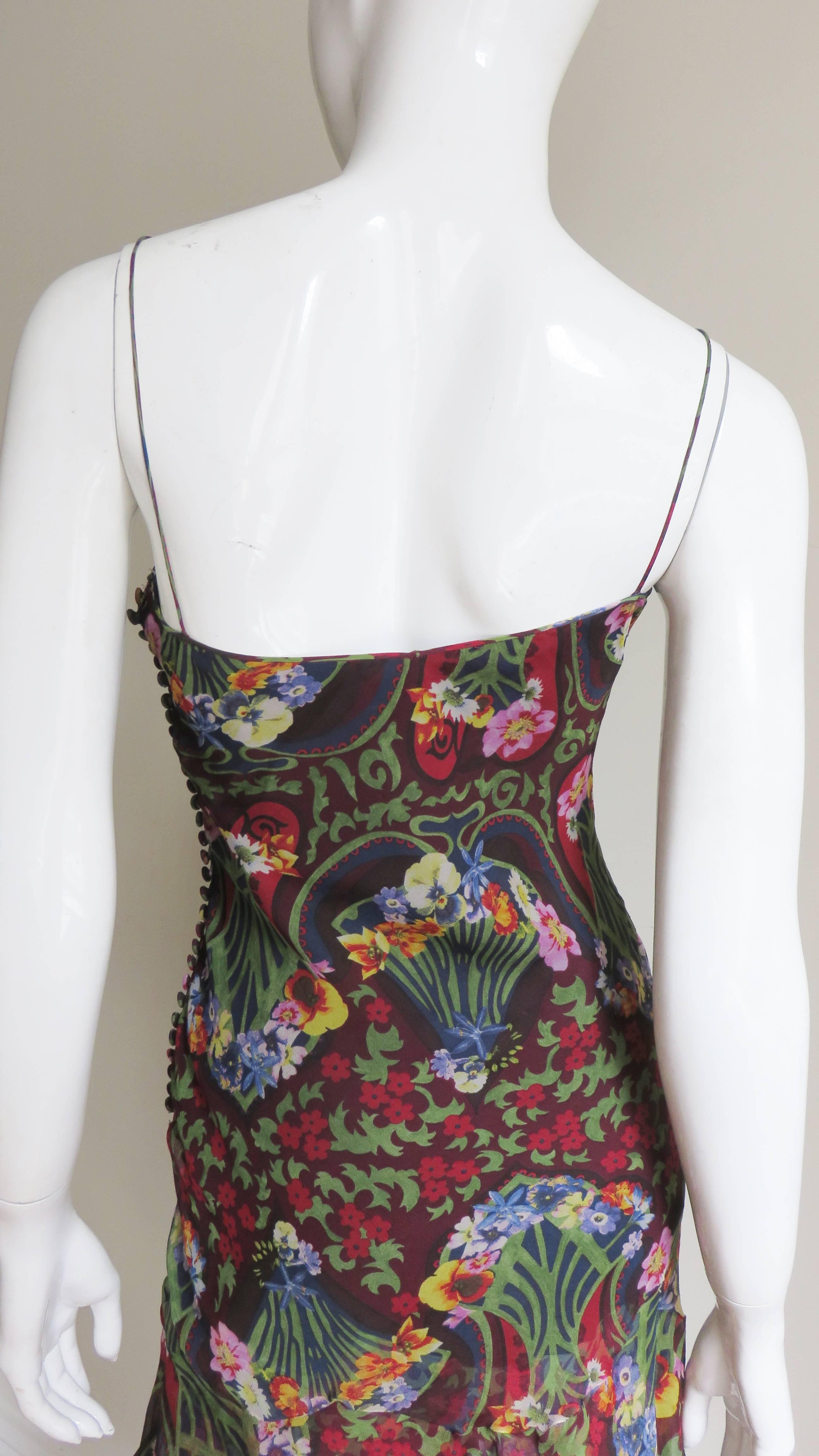  John Galliano for Christian Dior Silk Ruffle Hem Dress  For Sale 3