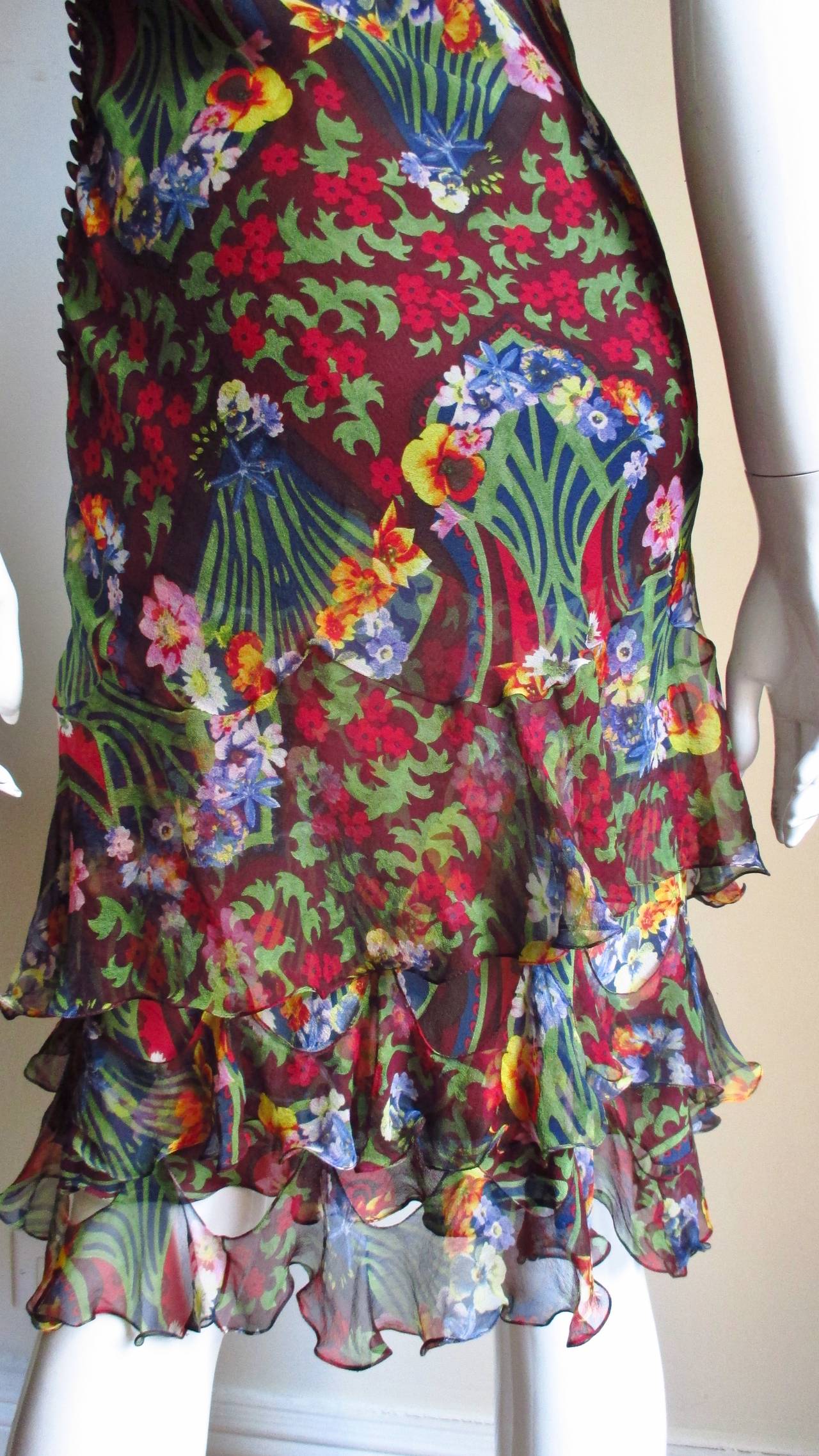  John Galliano for Christian Dior Silk Ruffle Hem Dress  For Sale 4